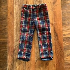 Janie & Jack Little Boys Red and Navy Tartan Plaid Wool Dress Pants